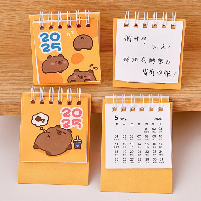 Creative Mini Cartoon Desk Calendar Cute Portable Capybara Pocket Calendar Desktop Small Decoration Office School Supplies Gifts