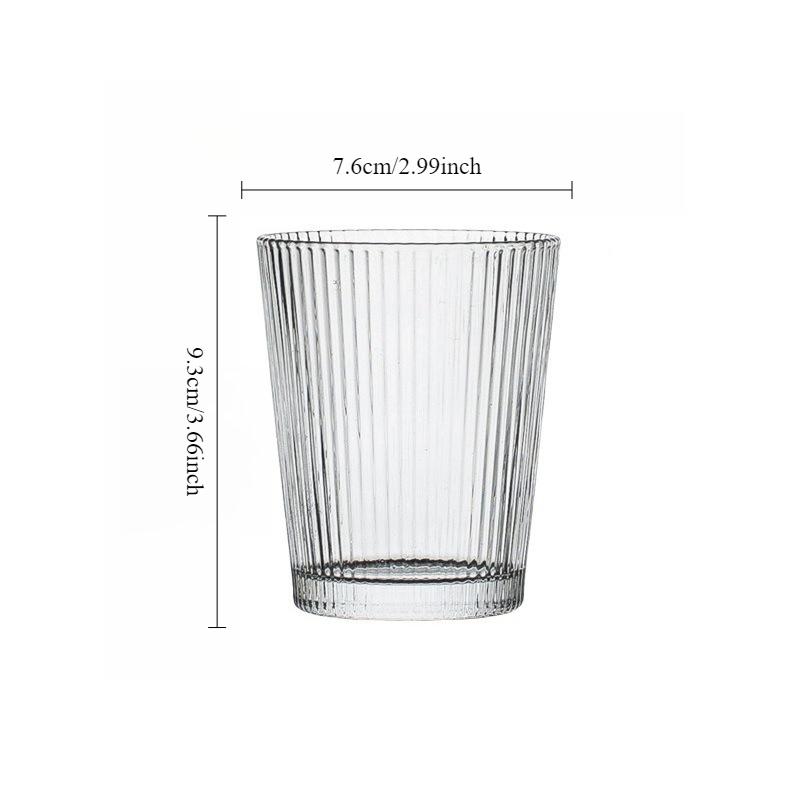 

240ml/380ml Iced Latte Cup Juice Milk Beverage Mugs Striped Glass Cup High End Cocktail Glass Transparent Classic Water Bottle 1pcs