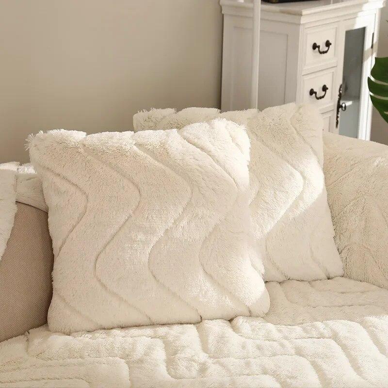 Rutschfeste, einfache, universelle Sofabezug-Kissen, Plüsch-Sofakissen, komplettes Set, Winter, verdickt