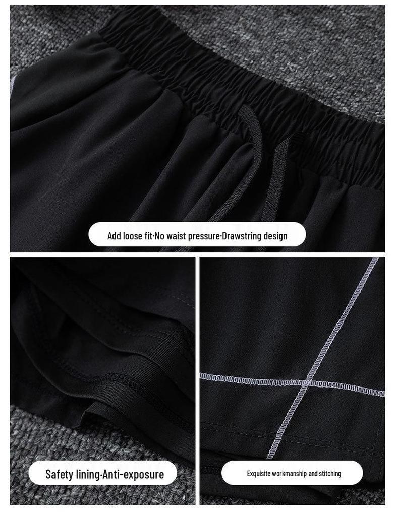 Women's Ice Silk Quick-Dry Summer Fitness Set (T-Shirt & Anti-Exposure Shorts)