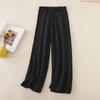 Pantaloni in maglia dritti drappeggiati a vita alta tinta unita autunno inverno da donna