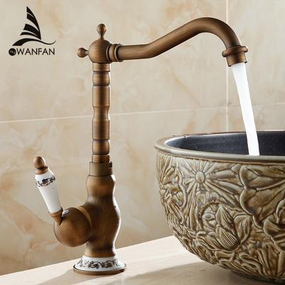 Basin Faucets Antique Bathroom Sink Mixer Grifo Lavabo Single Handle Single Hole WC Bathroom Faucet Brass Hot and Cold Tap 9210F