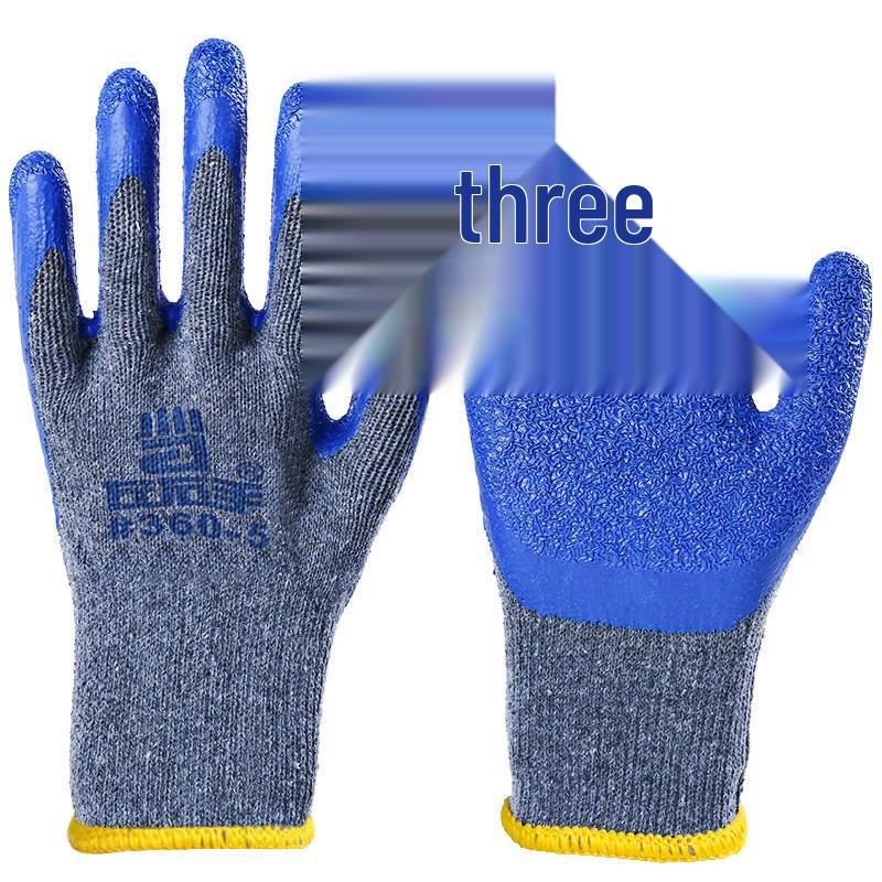 Coarse Yarn Latex Anti-Slip Gloves #360-5: Wear-Resistant, Wrinkle-Resistant, for Handling, Loading, and Unloading Tasks