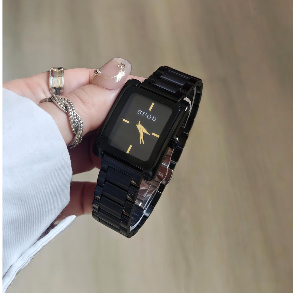 New Women'S Watch, Vintage Style, Square Shape, High-End Feel, Fashionable And Simple Design, Large Dial, Stainless Steel Strap.