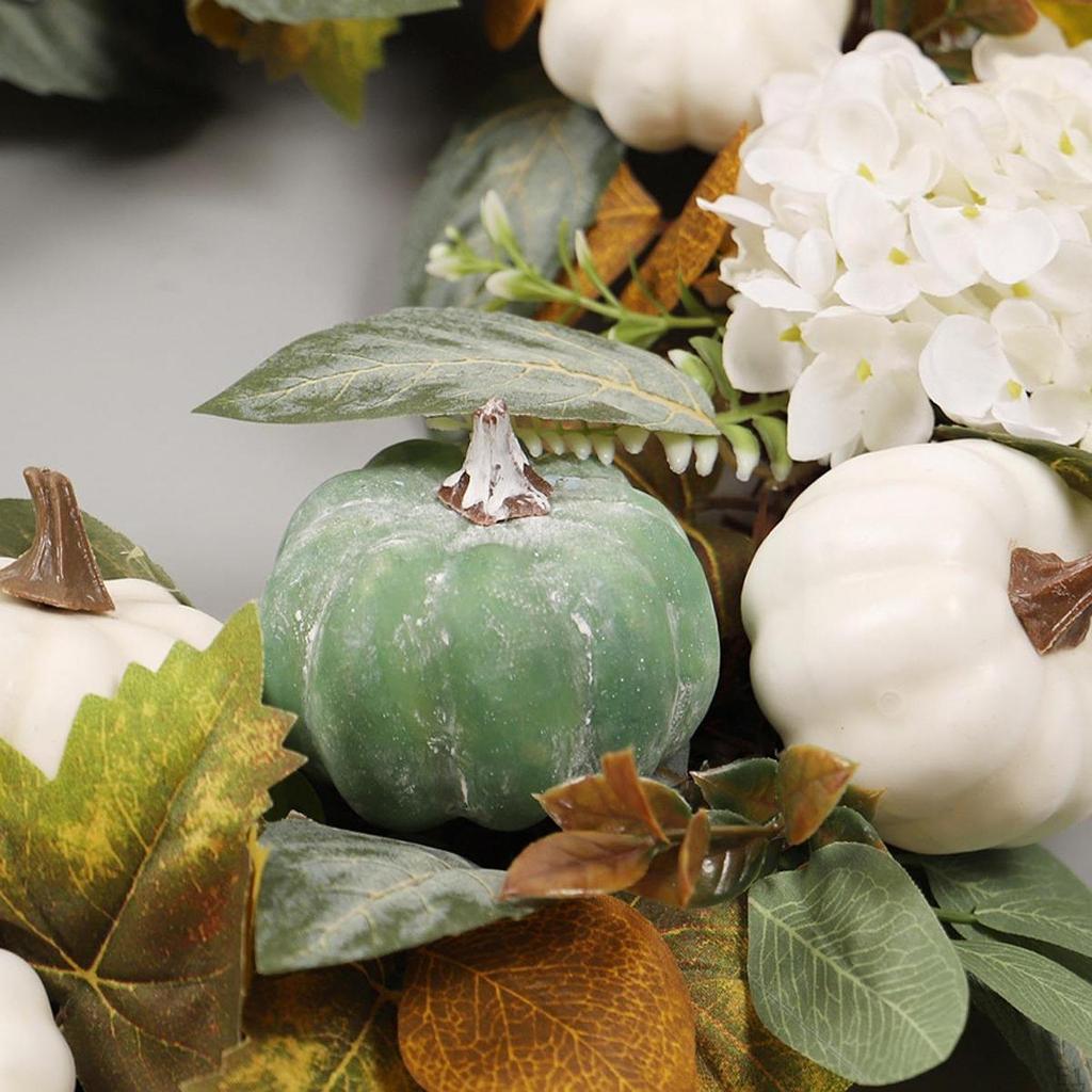 Pumpkins Autumn Wreath Maple Leaves Decorative Front Door Outside for Fireplace Party