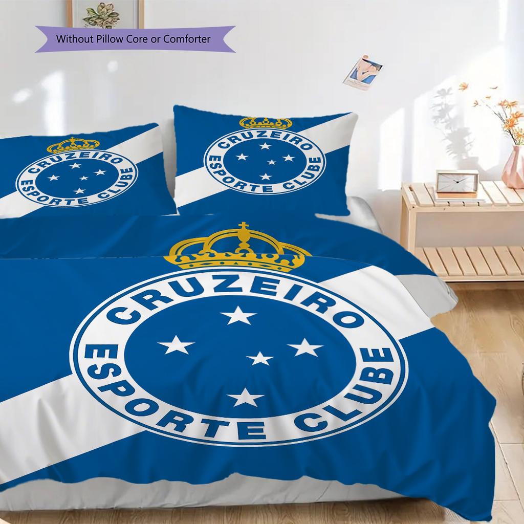 Cruzeiro Esporte Pattern Bedding Quilt Set Quilt Cover Pillowcase Home Decoration Birthday Gift (1 * duvet cover + 2 * pillowcase, without core)