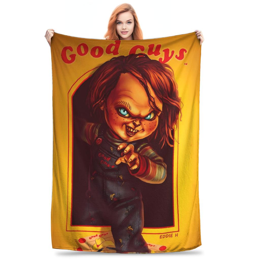 Super Soft BlanketStudents Airplane Travel Chucky Halloween Spooky Throw Blanket Flannel Chair Sofa Bed Novelty Sofa Bed Cover