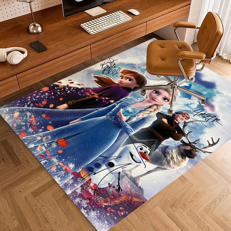 Frozen-themed floor protection rug, Elsa princess cartoon rug, suitable for room décor and as a gift.