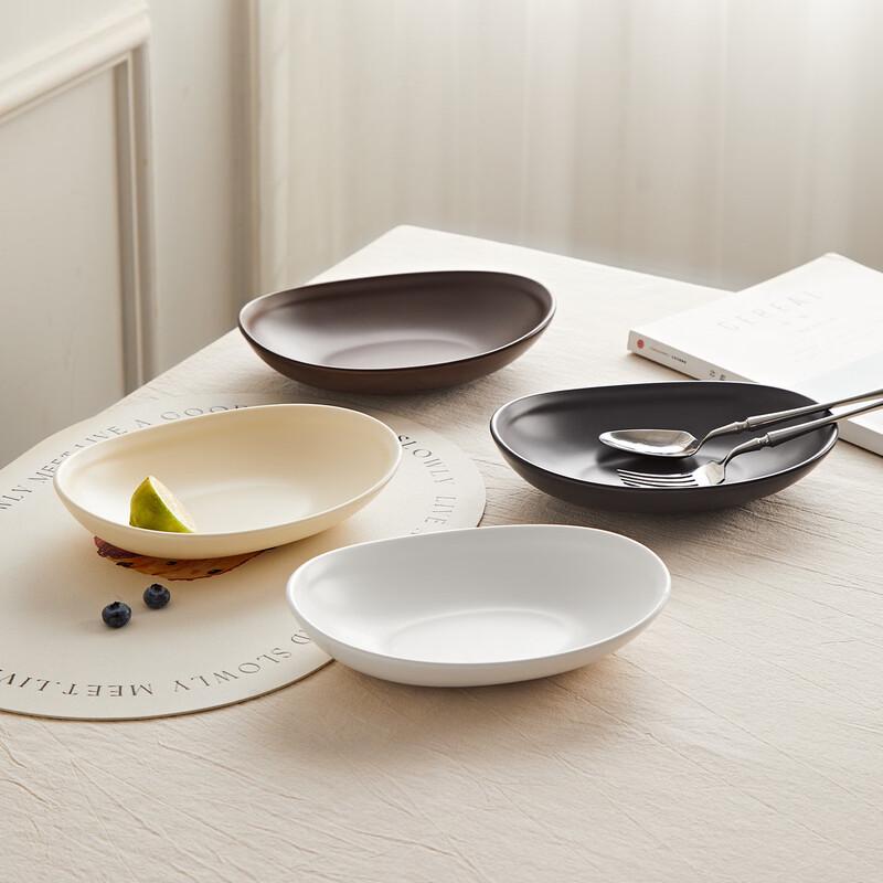 Minimalist Japanese Style Matte Ceramic Oval Plate