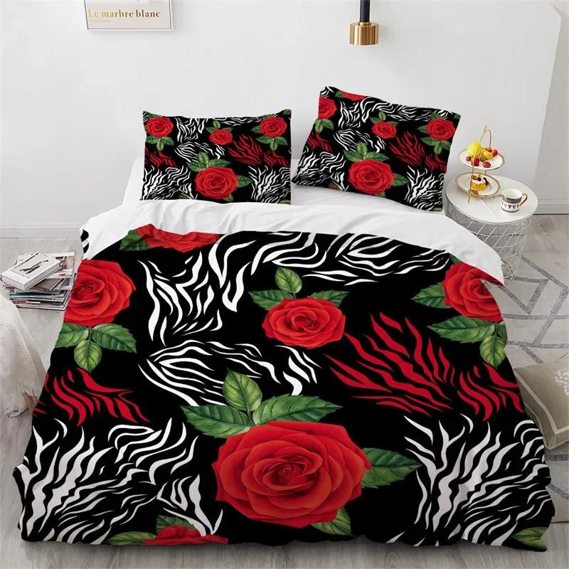 

Comforter Romantic Rose Floral Microfiber Luxury 3D Blossom Flowers Bedding Set King Twin For Girls Teen Couple Bedroom Decor Comforter (quilt)-EU Single(135*200cm)3pcs