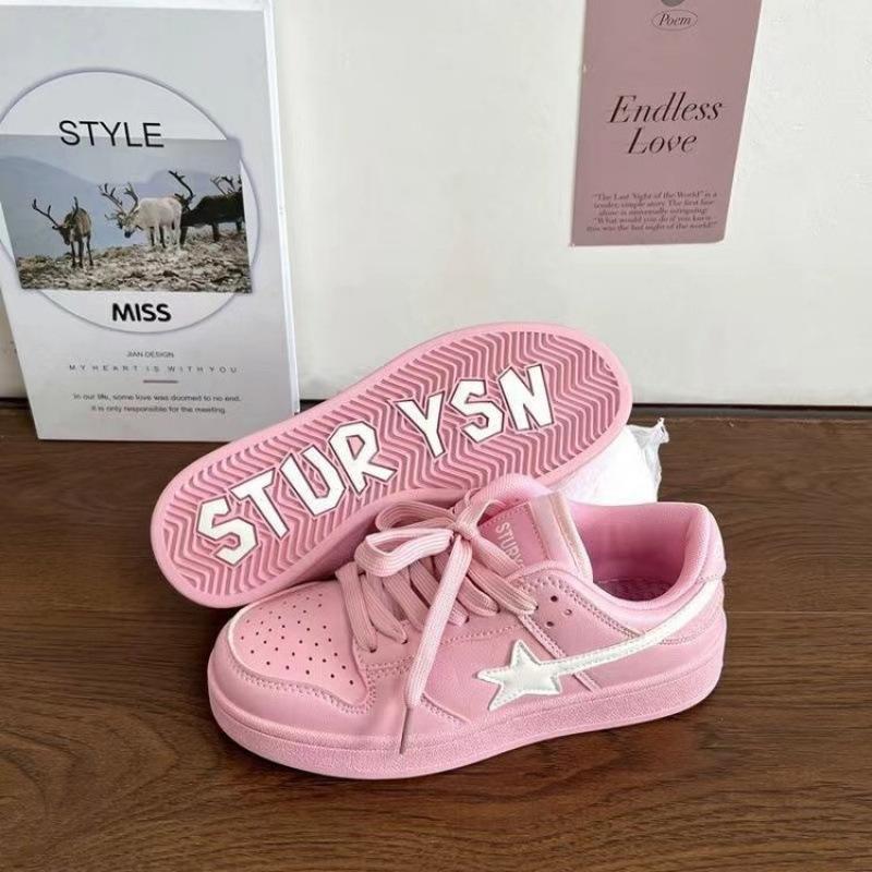 

2024 летние новые розовые туфли dopamine star board женские милые высококачественные белые туфли в стиле колледжа женские туфли 35 розовый