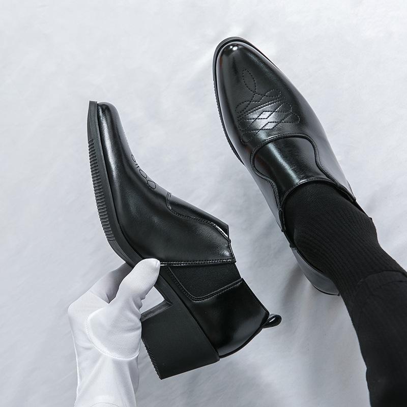 Herren Übergröße Spitzschuh Leder Slipper High Heel Kubanische Schuhe - Formell, Lässig, Vintage-Stil