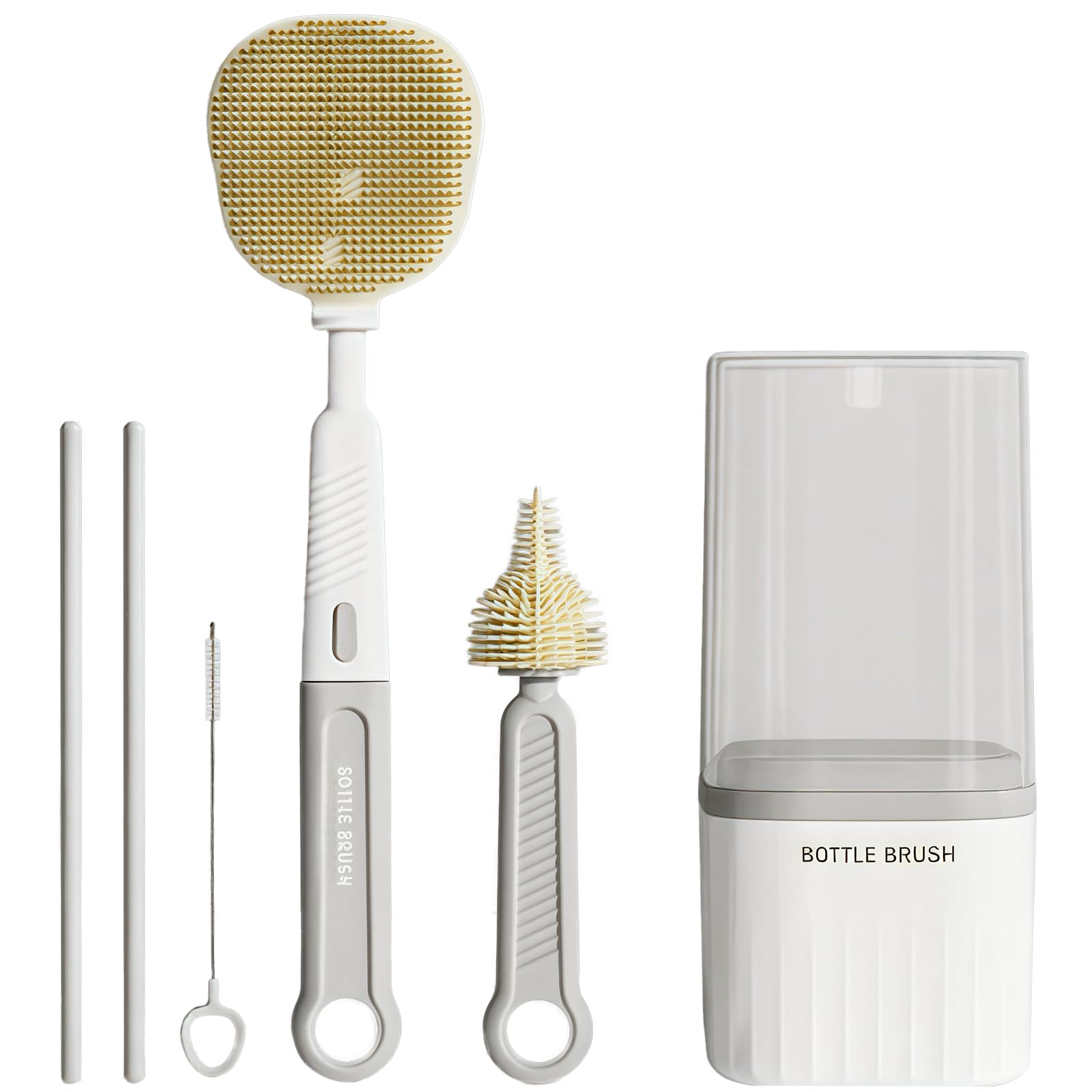 

Kasanidika Baby Bottle Brushes, Set of 6, Silicone Nipple Cleaning Tools for Travel, Easy Cleaning, Baby Travel Essentials, Safe and BPA-Free