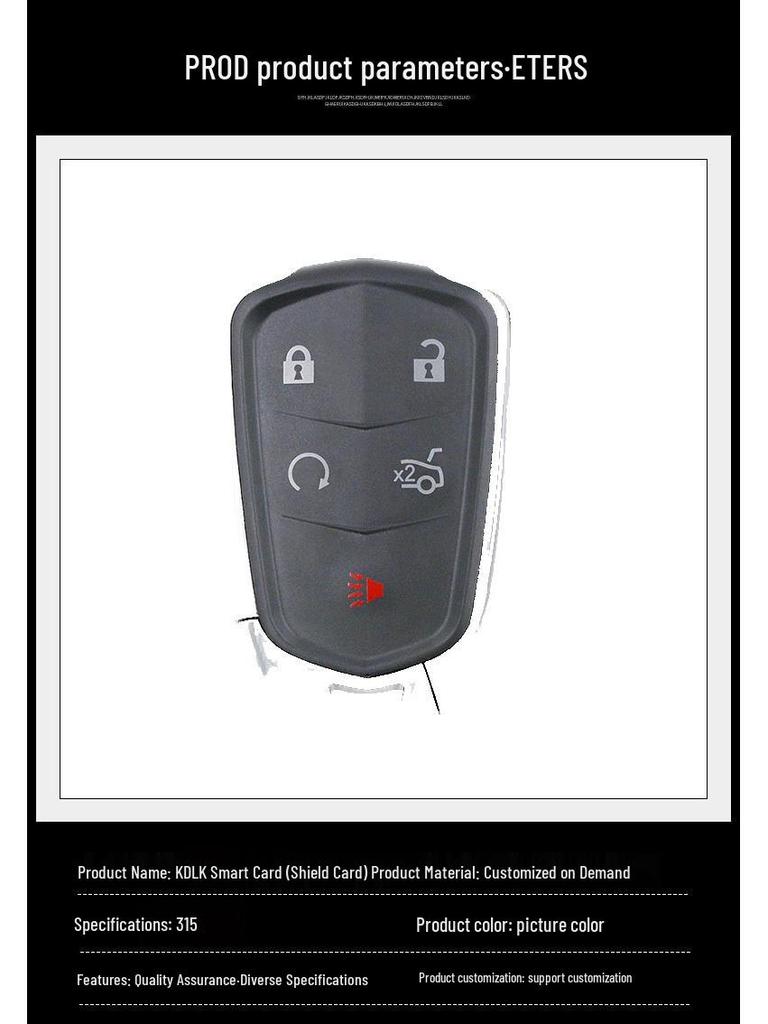 Compatible with KDLK Shield-Shaped 5-Button 315MHz 46 Chip Smart Remote Key.