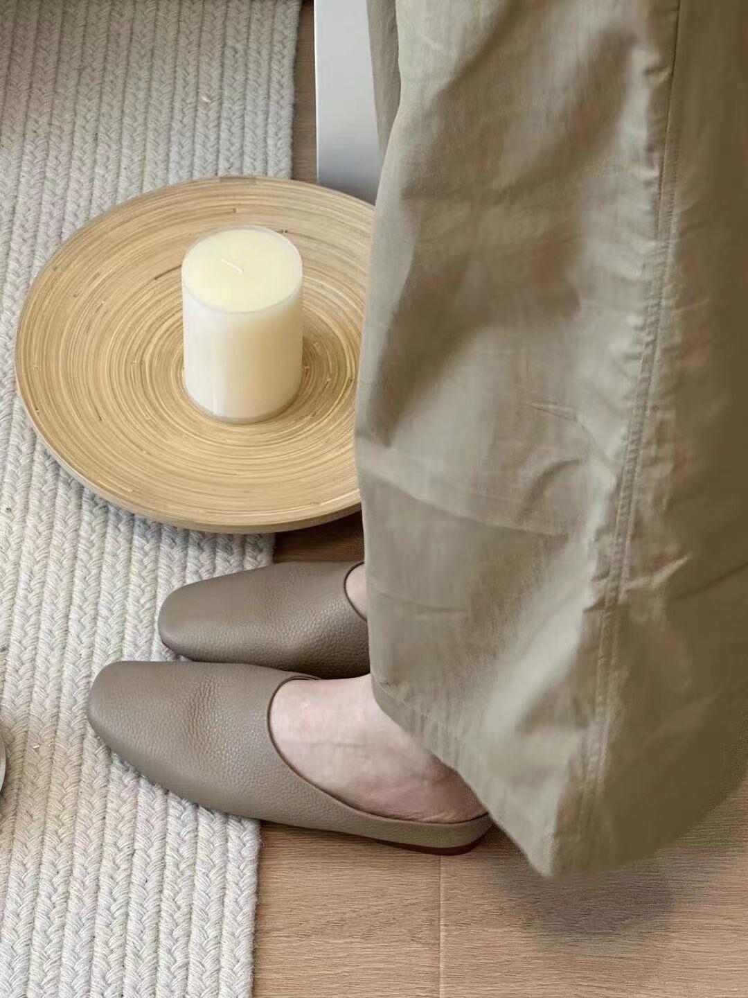 

Baotou half slippers women s summer wear 2025 ultra-soft leather soft-soled lazy single shoes comfortable and versatile temperament Muller shoes 35