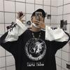 Fake Two-piece Original Diablo Anime Letter Printed Top Spring and Autumn Loose Hip-hop All-match Men's Long-sleeved T-shirt