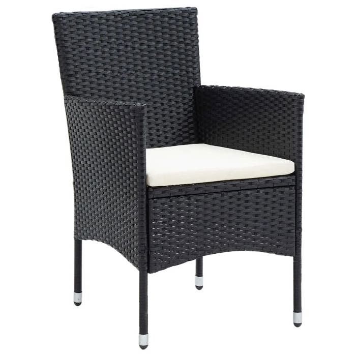 Exclusive House - Garden Dining Set Cushions 7pcs Woven Resin Black