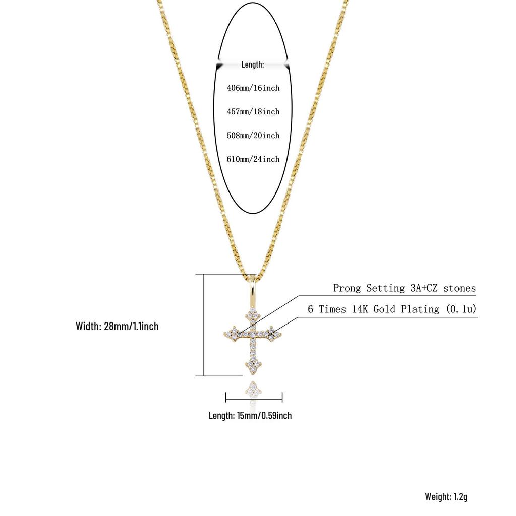 Trendy 925 Silver Cross Zircon Pendant Necklace - European & American Hip-hop Style
