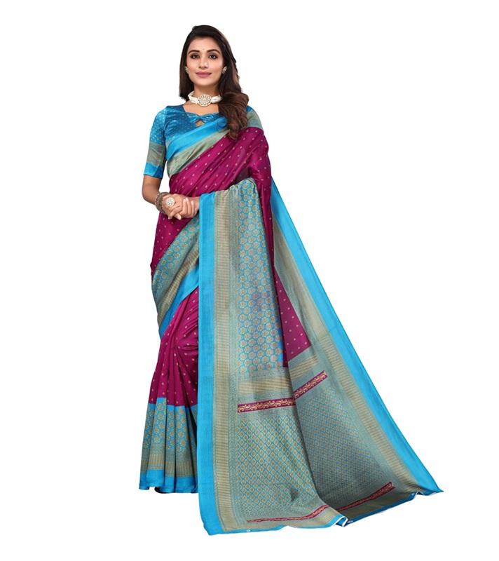 TreegoArt Fashion Women's Art Silk Daily Wear Printed Saree With Unstitched Blouse Piece - Pack Of 1