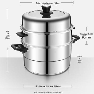 28cm 3-Layer 304 Stainless Steel Steamer