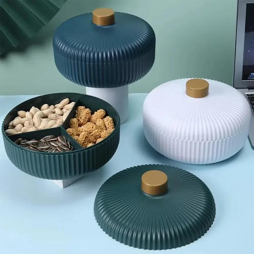 New 1 Pcs Large Capacity Serving Tray 3 Compartments Dried Fruits Snacks Storage Box Home Party Candy And Nut Home Supplies