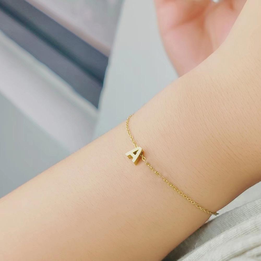 Gold-Plated Titanium Steel DIY Name Bracelet for Women – Versatile, Elegant Gift Jewelry
