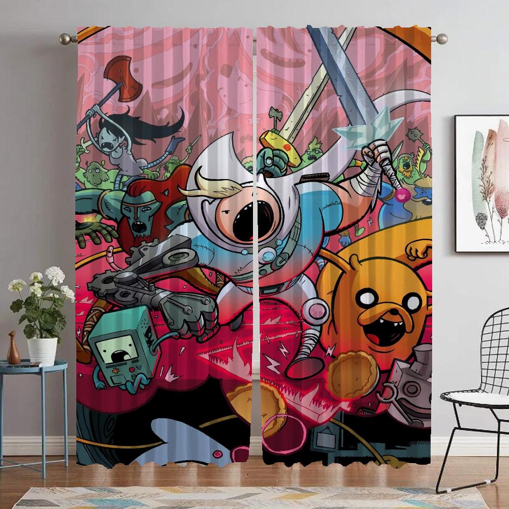 

Adventure Time Kitchen Curtains for Living Room Curtain Halloween Decoration Home Interior Curtains 2 Pieces Shades Partition W50xH70cmx2pcs-CL