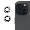 1Set For iPhone 15/15 Plus Camera Lens Protector Gear Shape Rhinestone Decor Tempered Glass Lens Film