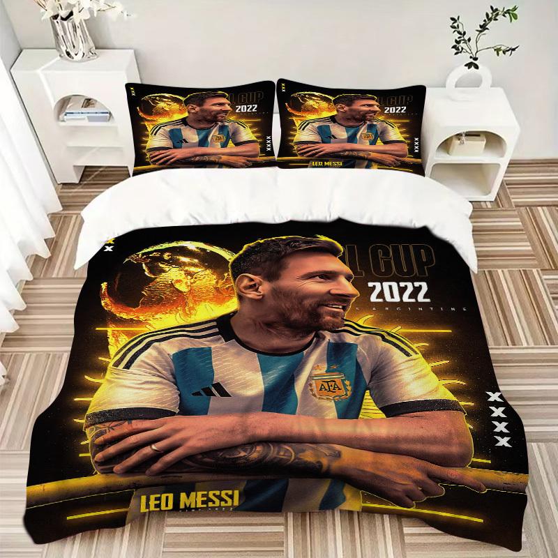Football fansArgentina 2022 World Cup Bedding Set Comforter Cover Gift for Bedroom,Includes 1 Cover and 2 Pillowcases, No InsertB236