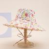 Women's Spring Summer Flower Print Bucket Hat Foldable Sunshade Casual Korean Style Outdoor Sun Hat Cloth Sunhat