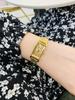 New Gold Watch, Rectangular, Simple Design With Bamboo-Shaped Steel Strap, Vintage And Retro Style, A Perfect Gift For Women.