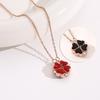 Elegant Gold-Plated Chinese-Style Four-Leaf Clover Necklace with Imitation Hetian Jade Pendant for Women