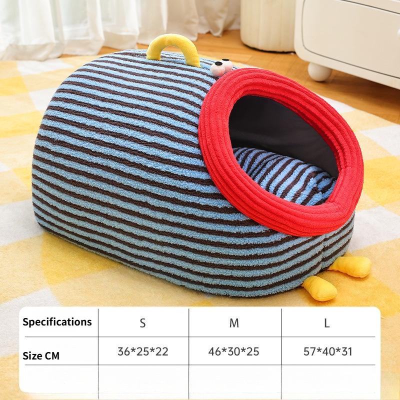 New Autumn and Winter Warm Cat Litter Semi-closed Portable Pet Litter Three-dimensional House Kennel S синий