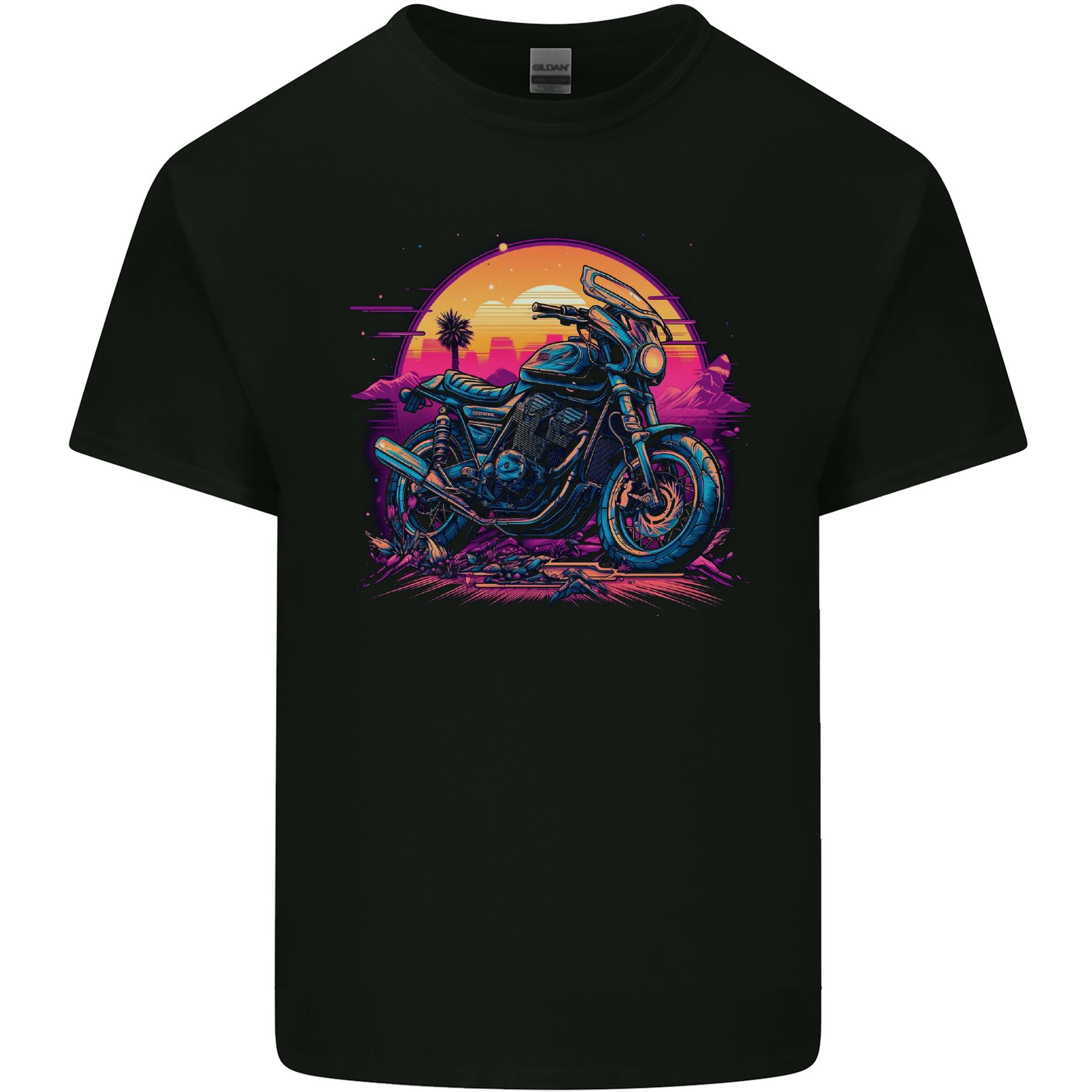 A Retrowave Motorbike Motorcycle Biker Unisexs Light Cotton TShirt S