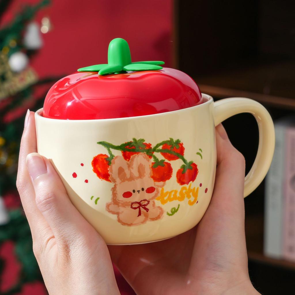 Cute Apple Christmas Ceramic Mug Girl Best Friend Water Cup Gift with Lid Cup Christmas Ceramic Mug