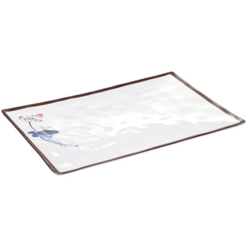 Melamine Rectangular Imitation Porcelain Plate for Sushi, BBQ, Cold Dishes - Commercial Use.