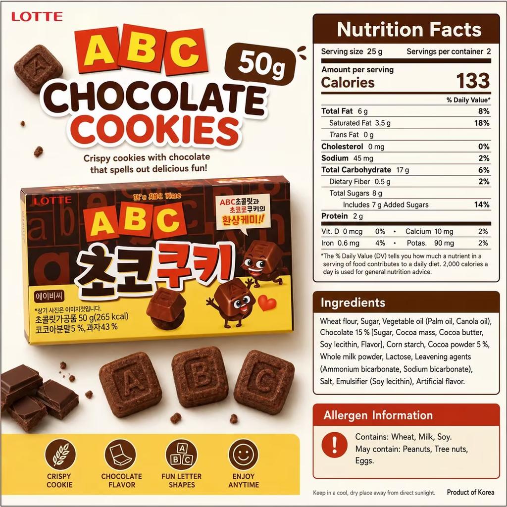Galletas de Chocolate Lotte ABC 50g