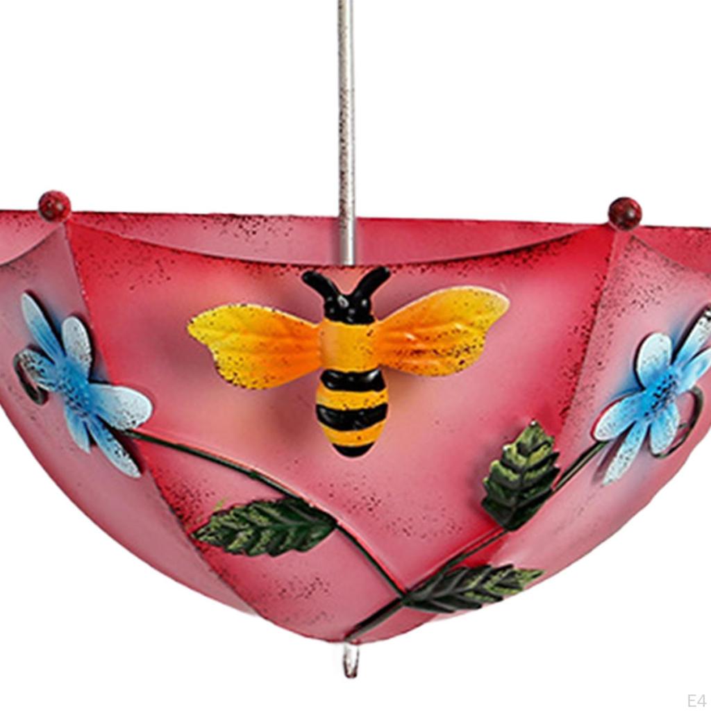 Hanging Bird Feeder Umbrella Shaped Food Container Metal for Balcony