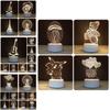 USB-Schreibtischlampe mit 3D-Effekt, Acrylplatte und LED-Beleuchtung für festliche Dekoration
