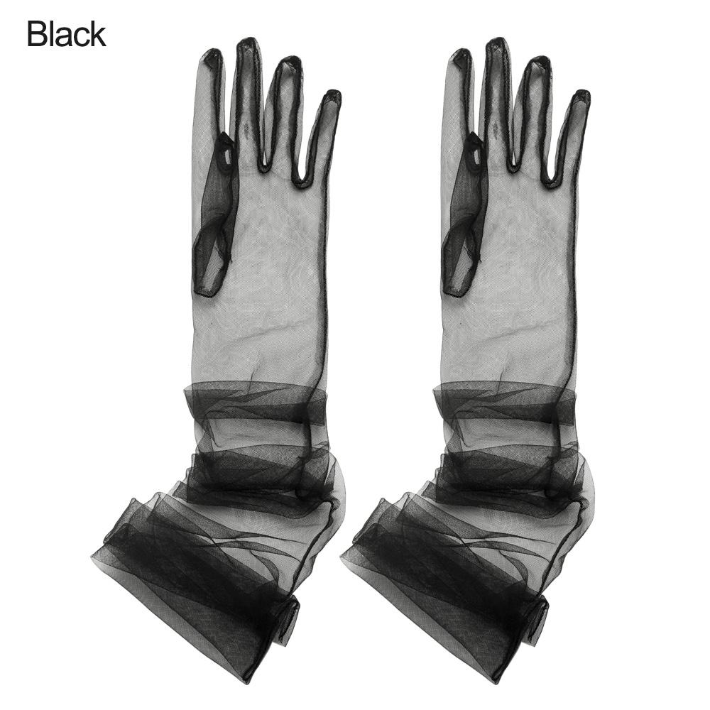 Women Sexy Lace Gloves White Mesh Tulle Gloves Lady Summer Sunscreen Mittens For Lady Driving Gloves Thin Elbow Long Gloves