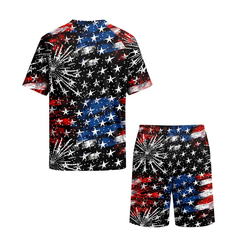 Conjunto de Pijama de Manga Corta para Hombre Ligero Transpirable Dos Piezas Ropa de Dormir Top y Pantalones Cortos Ajuste Cómodo