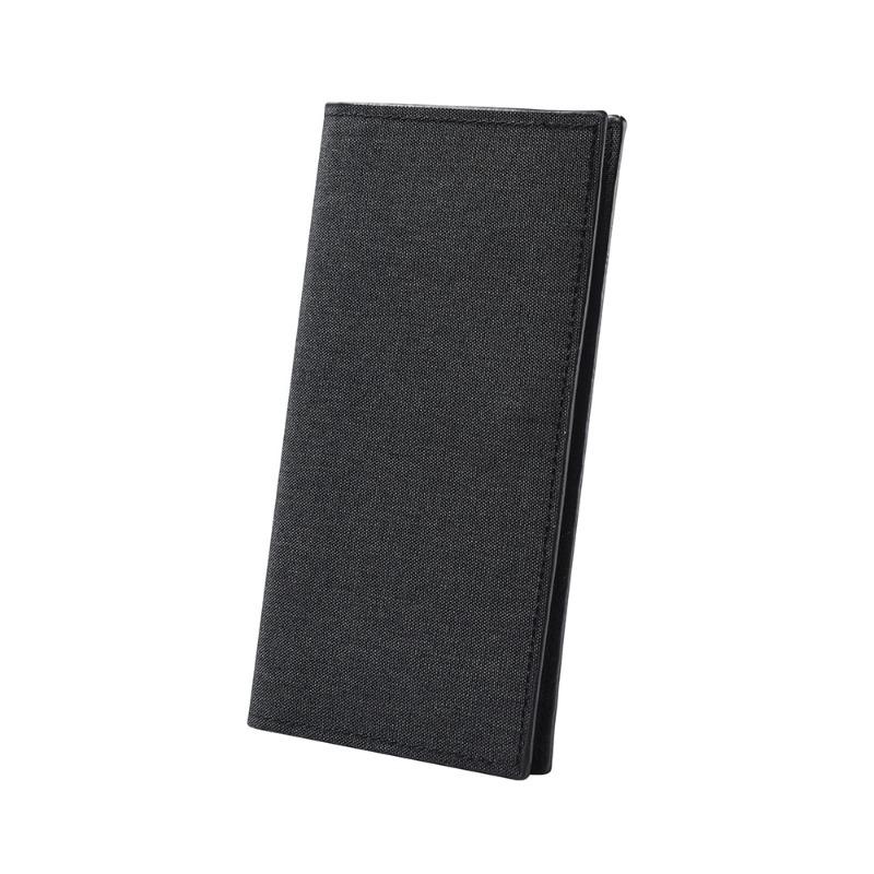 Long canvas wallet men's new ultra-thin simple solid color blue student fabric wallet card bag
