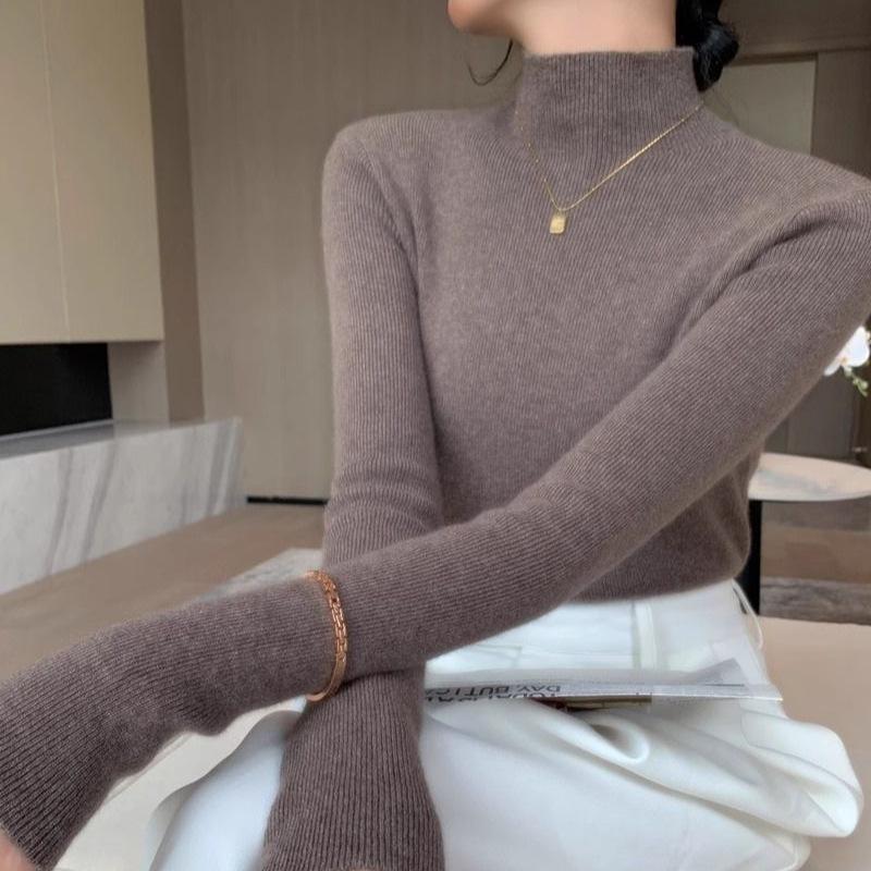 Women's Multi-Color High Neck Slim Fit Sweater - Autumn/Winter Knitwear, Long Sleeve, Temperament Style