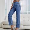 European and American Independent Station Washed Denim Beaded Women's Trousers