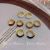 White drop glaze ring earrings light luxury niche ear buckle Hong Kong style unique earrings