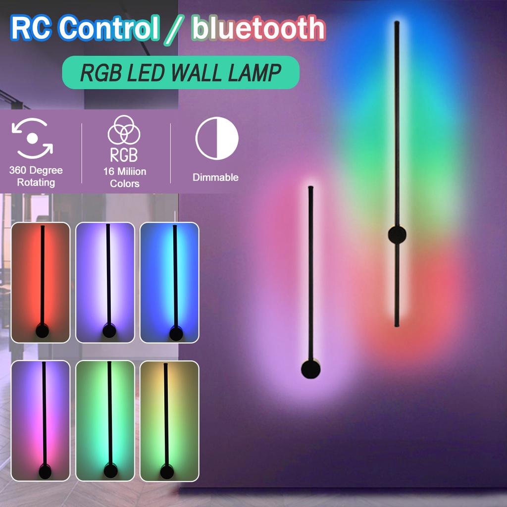 

110-220V Colorful LED Wall Lamp RGB With Remote Control Modern Long Wall Light For Home Bedroom Background Decor Lighting Decoration Lamp Type 1