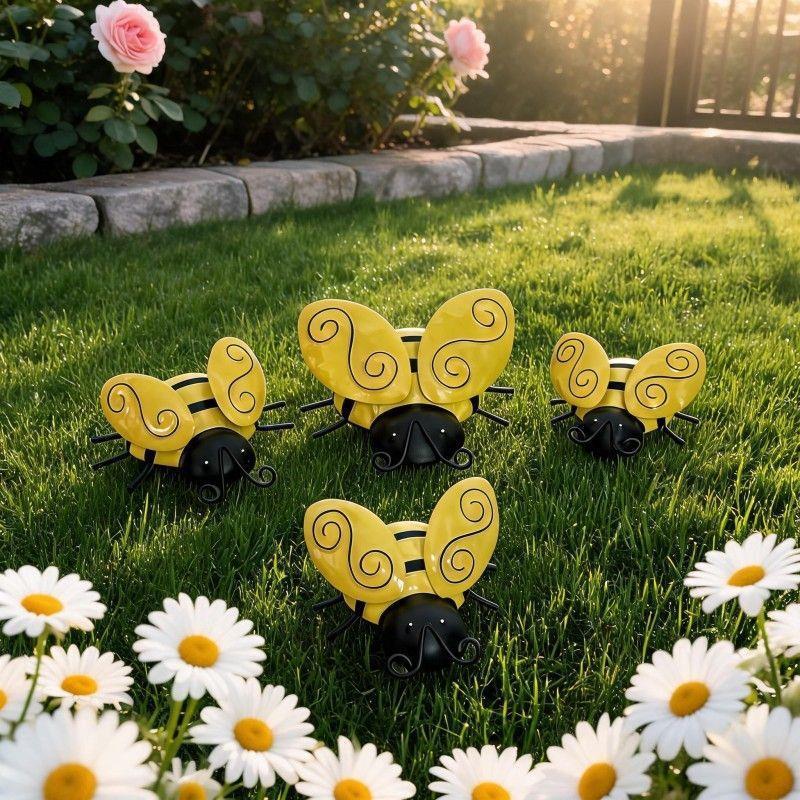 Wrought Iron 3D Bee Wall Decor for Garden, Balcony, or Home