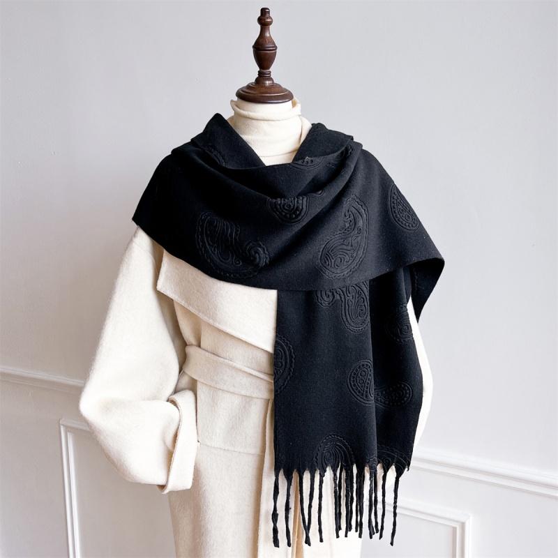 

Paisley Embossed Women s Winter Scarf Warm Cashmere Chunky Shawl Luxury Designer Tassels Pashmina Bufanda Lady Wrap Man Scarves 30x180cm