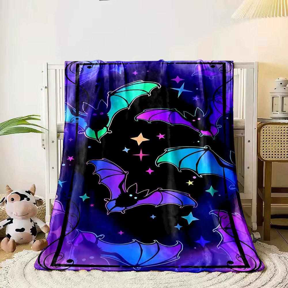 Neon Bats Starry Blanket bedroom Blanket for Livingroom Couch lunch break Soft throw for Friend's festival Gift