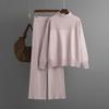 Women's knitted pullover solid color turtleneck loose casual autumn and winter sweater two-piece set